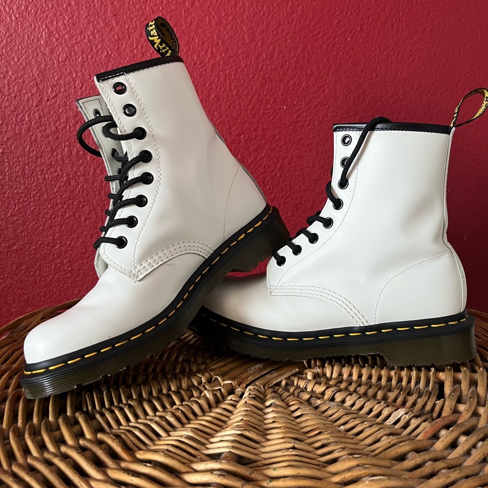 Dr. Martens White Smooth Leather Boots